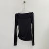 Nicho 2025 Outono Novo Sexy Slim-Fit Camiseta Base Manga Longa Decote Quadrado Falso Duas Peças Preta Blusa Feminina
