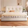 Cama Nuvem de Creme Francês Apartamento Pequeno Cama de Tecido Acolchoado Quarto Principal Chenille Amigo da Pele Armazenamento Cama de Casal Cama de Casamento