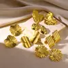 Pendientes de Corazón Geométricos de Moda de Oro de 18K de Venta Caliente Transfronteriza Pendientes de Girasol de Diseño Sencillo y de Nicho Personalizados