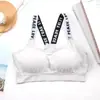 Lindo sutiã esportivo com costas cruzadas, sem costura, para seios pequenos, com bojo, estilo estudante, sem alças, regata para yoga, peça externa feminina