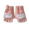 Guantes Infantiles Coreanos Yipan Otoño e Invierno Estilo Nuevo Conejito Cubierta Flip de Medio Dedo Guantes Cálidos y Lindos para Niñas Bebé