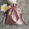 Bolsa de Satín tipo Caramelo con Cordón, Bolsa de Almacenamiento de Satín de Seda Brillante de Color Sólido, Bolsa de Regalo para Joyería, Regalo Cosmético