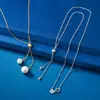 Accesorios de perlas de plata de ley S925, collar hecho a mano para DIY de 18K, accesorios de cadena brillantes, joyería, joyería de plata, cadena de cuentas redondas, color dorado