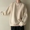 Moletom masculino de camurça com gola redonda para primavera e outono, estilo Hong Kong moderno, blusa de moletom folgada, camisa básica plus size para casal