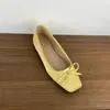 ¡Aumento de la altura interior! Bailarinas Cuadradas con Lazo Estilo Francés para Mujer, Zapatos de Boca Baja de un Solo Color, Zapatos de Abuela Estilo Suave, Zapatos de Primavera para Mujer