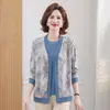 Conjunto de punto de otoño para madre dos piezas 2026 nuevo elegante moda para mujeres de mediana edad y mayores blusa chaqueta de punto
