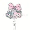 Porta credencial de enfermera 2D retráctil decorativo personalizado nuevo plano creativo con moño de acrílico