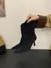 Botines retro de punta fina, tacón de aguja, fruncidos en el tobillo para mujer, nueva colección otoño/invierno 2026, botas elegantes y con estilo de media pantorrilla para el trabajo y el uso diario