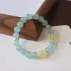 Pulsera de Cristal Blanco Natural para Mujer, Empalme de Cristal Fresa Verde, Diseño Primavera y Verano, Joyería de Mano Ins de Nicho, Pulsera Pequeña Fresca