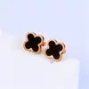 Aretes sencillos de trébol de la suerte de Corea del Sur para mujer, aretes chapados en oro rosa de 18 quilates, personalidad versátil de la suerte, aretes modernos anti-moda
