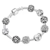 Pulsera más vendida de Amazon Aliexpress con diamantes en forma de corazón, Nueva pulsera de plata simple y moderna para mujer, tipo DIY, con margaritas blancas