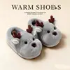 Zapatillas de Algodón con Dibujo de Ciervo Lindo para Mujer, Invierno, Interiores, Hogar, Suela Gruesa Antideslizante, Talón Cubierto Cálido, Zapatos de Algodón para Niños