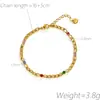 Pulsera de circonita pequeña de color de personalidad simple europea y americana, diseño de moda para mujer, sentido, adornos de mano de acero de titanio, no se desvanece, venta al por mayor, comodín