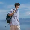 Camisa de Verano para Hombre, Sencilla, de Cinco Mangas, Moderna, Artística, Juvenil, Popular, Tendencia de Verano, Harajuku, Tipo Holgado, Bolsillos Múltiples