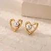 Brincos de estrela-do-mar de aço inoxidável retrô mais vendidos transfronteiriços brincos de pérola com coração brincos fofos simples requintados de alta qualidade moda