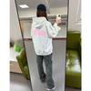 Suéter com Capuz Esportivo Casual de Primavera e Outono Roupa Feminina Roupas Superiores com Capuz Design Hoodie com Forro de Fleece Impressão Médio e Longo College