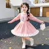 Vestido de Tricô Princesa Elsa para Meninas Primavera Outono Vestido Frozen para Meninas Suéter para Bebê Vestido Elsa