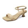 Zapatos de Verano Super Suaves para Mujer, Sandalias Coreanas de Punta Abierta con Hebilla de una Línea, Tacones Medianos y Altos para Mujer