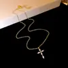 Collar con colgante de cruz de circón transfronterizo europeo y americano, moderno y elegante, adecuado para el uso diario, cadena de clavícula versátil para mujer