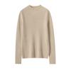 Suéter de Tricô Feminino Cashmere Outono/Inverno 2026 Novo Curto Slim Fit Costurado Gola Alta Meia Gola Cor Sólida
