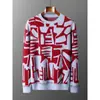 24 Nuevos Suéteres de Cachemira Jacquard para Otoño e Invierno para Hombre de Cuello Redondo Engrosado Suéter Pulóver Holgado Casual Combinación de Colores Camisa de Punto Base