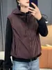 Chaleco Delgado de Doble Cara 2026 con Capucha Elegante que Reduce la Edad, Top Chaleco para Mujer, Holgado, Casual, sin Mangas, Acolchado de Algodón