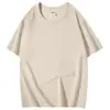 Algodón de Xinjiang 400g Peso Pesado Sencillo Algodón Puro Manga Corta Hombre Mujer Camiseta Atuendo de Pareja Camiseta Capa Base Top Americano de Media Manga