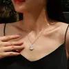 Collar de Plata de Ley S925 con Forma de Calabaza y Moissanita con Incrustación Completa, Colgante de Fortuna, Cadena para Clavícula, Collar para Mujer Estilo Chino de Lujo Ligero, En Stock