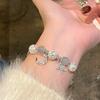 Livro Vermelho Estilo Explosivo Estilo Nacional Gato Lúcido Pulseira de Contas Garra de Gato Queimada em Carvão Imitação Jade Branco Bodhi Luxo Leve para Estudantes de Nicho
