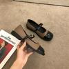Estilo Francés de Noche Suave Boca Baja Mary Jane Punta Cuadrada Planos Retro Primavera y Verano 2023 Estilo Pequeño Fragante Zapatos Británicos Pequeños de Cuero