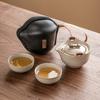 Juego de té de viaje Ruyao beige, portátil, para acampar al aire libre, de cerámica, taza exprés, una tetera, dos tazas individuales
