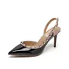Tacones Altos Estilo Puro Deseo Remaches Adelgazantes Modelo Nuevo para Mujer 2025 con Diseño Elegante, Correa Única, Tacón Fino, Sandalias Adelgazantes