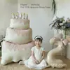Balão de bolo rosa extra grande para decoração de festa de primeiro aniversário de meninas, montagem de cenário, decoração de atmosfera e adereços para fotos