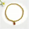 Pulsera Rectangular Colorida Hecha a Mano con Cuentas, Estilo Simple de Lujo de Nicho, Pulsera Elástica Versátil de Cobre, Joyería para Mujer