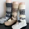 Polainas Fair Isle Copo de Nieve Vintage Otoño-Invierno Calientes Calcetines Tejidos de Navidad para Niñas, Calcetines Melard
