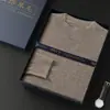 Suéter de cuello alto medio para hombre, lana peinada pura, versátil, cómodo y agradable para la piel, de manga larga, suelto, tejido suave, 100% lana peinada