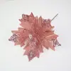 Decorações de Natal Lantejoulas Brilhantes Guirlanda de Flores de Natal Acessórios Arranjo de Flores para Árvore de Natal Flores Artificiais de Seda 23cm