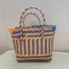 Bolso tejido de color nuevo gran capacidad portátil cesta de verduras bolsa regalo de mano festivo bolsa de compras bolsa de playa venta al por mayor