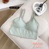 Camisola de verano estilo coreano con tirantes finos y almohadillas para el pecho, prenda interior ajustada, push-up, anti-correr, envoltura para el pecho.