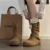Botas de tornozelo Birkenstock estilo retrô, que aumentam a altura, para mulheres, nova coleção outono 2026, versáteis e afinam a silhueta, perfeitas com saias, e com um design franzido moderno