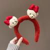 Outono e inverno novo laço de urso arco de cabelo ano novo vermelho fluff lavagem rosto pressão arco de cabelo cartão de cabelo novo festival de primavera chapéus
