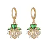 Nuevos Pendientes de Vestido Verde de Circonita de Cobre de Lujo Ligero Estilo Japonés Conjunto de Colgante de Niña de Ballet con Cadena de Acero Inoxidable