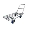 Remolque de Transporte Comercial y Doméstico de Cuatro Ruedas, Extendido, de Servicio Pesado, Empujado a Mano, Carrito Plegable Silencioso de Plataforma Plana con Ruedas Grandes de Hierro