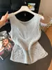 Artículo de Alta Calidad Más Vendido de Guangzhou Shisanxing ~ Estilo Old Money Casual Chaleco de Punto Hueco de Dos Piezas Falsas Top sin Mangas para Mujer Delgado