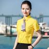 Vestido de Negócios de Verão Camisa de Manga Curta Vestido Masculino e Feminino Camisa de Vestido de Negócios Amarelo Slim-fit Roupa de Trabalho LOGO Bordado