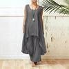 Traje de moda primavera-verano 2024 para mujer, ropa deportiva informal sin mangas, top asimétrico, pantalones holgados de 2 piezas