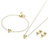 Conjunto de tres piezas de acero inoxidable con circonitas cúbicas huecas en forma de corazón para mujer, pulsera, pendientes, collar y traje de acero de titanio de alta calidad.