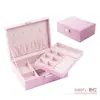 Caja de Joyería Personalizada Transfronteriza Almacenamiento de Pendientes Pulsera Empaque Caja de Regalo para Joyería Caja de Joyería de Doble Capa de Piel de PU