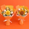 Ramo de Día del Maestro Transfronterizo Girasol de Hilo Tejido a Crochet Hecho a Mano Creativo Adornos de Flores Artificiales para Temporada de Graduación Venta al por Mayor para Puestos