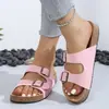 2026 Novas Chinelos Casuais Estilo Europeu e Americano com Duas Fivelas, Sandálias Macias, Moda Fosca Sandálias Birkenstock de Fivela Dupla para Mulheres Atacado